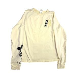 Yellow Disney Women's Medium Mickey Mouse Long Sleeve Crew Neck, Embroidered